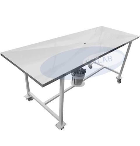 Mesa Necropsia com Tampo Plano e Rodízios