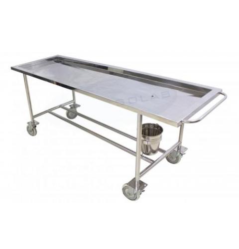 Mesa Necropsia Tampo com Rebaixo, Puxador e Rodízios