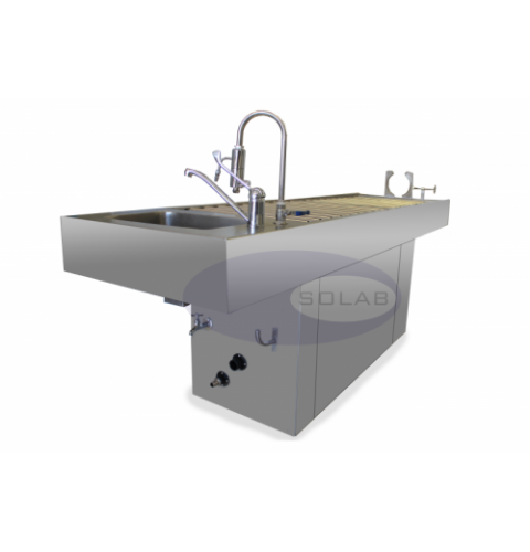 Mesa para Necropsia com Suporte para Craniano com Triturador e Hidro Aspirador 